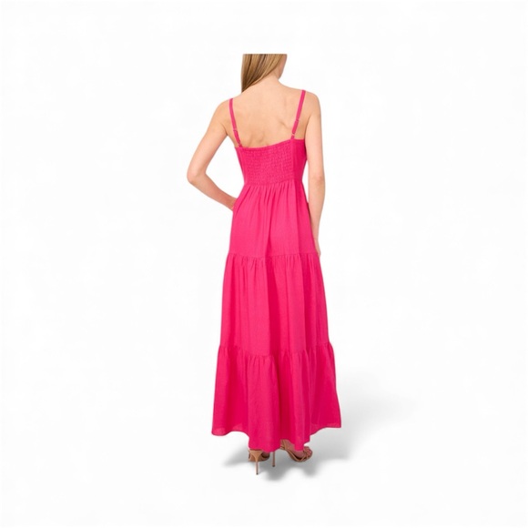 CeCe Vibrant Pink Tiered Maxi Dress Size 12 - Picture 5 of 11
